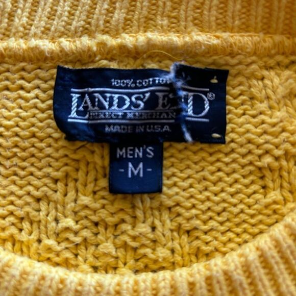 Lands’ End Vintage Drifter chunky Sweater Cable Knit Fisherman‎ Gold medium USA - Picture 6 of 8